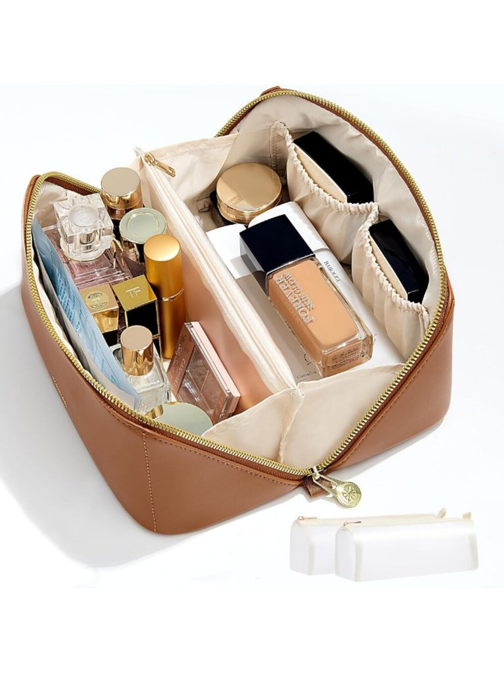 Spacious Travel Makeup Bag for Women | Wide Open Cosmetic Organizer with